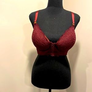 aerie Burgundy 40D Push up Plunge Bra